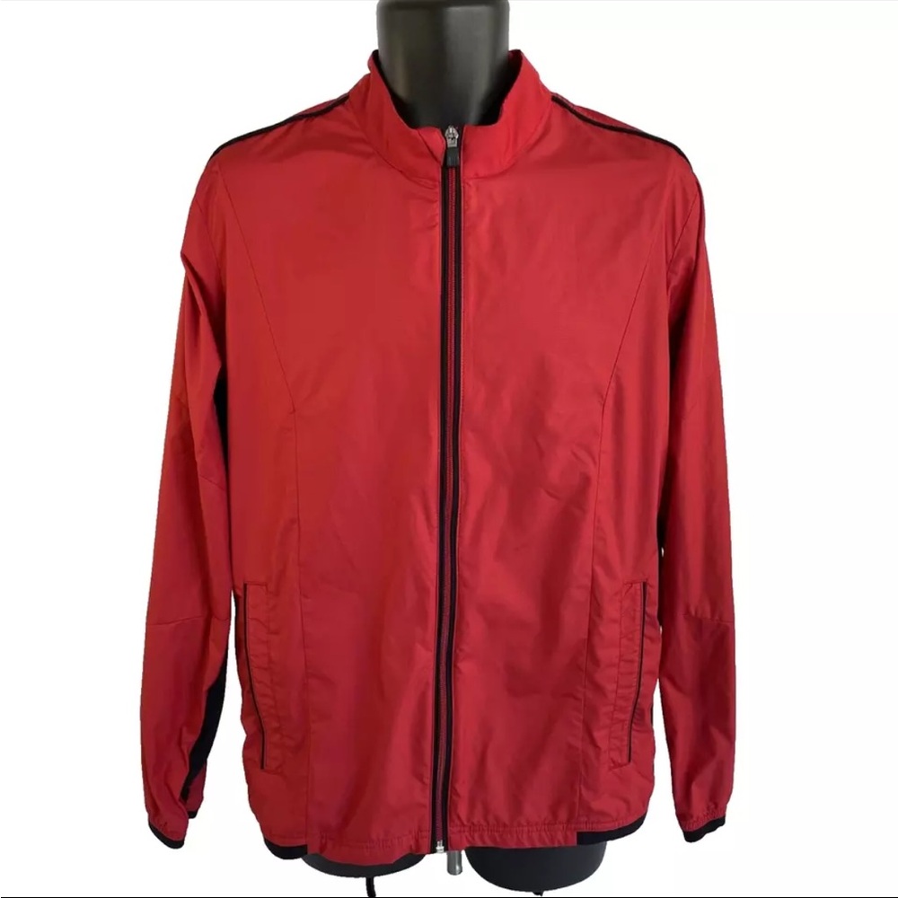 Mens Adidas Climaproof Golf Vented Full Zip Jacket Sz M Red Black